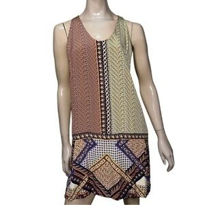 Madison Marcus Women’s Size L Earth Tone Printed Tank Shift Mini Dress